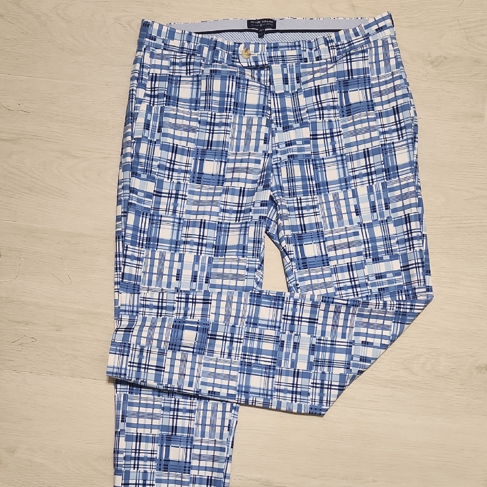 Peter Millar Navy and White Patterned Trousers
